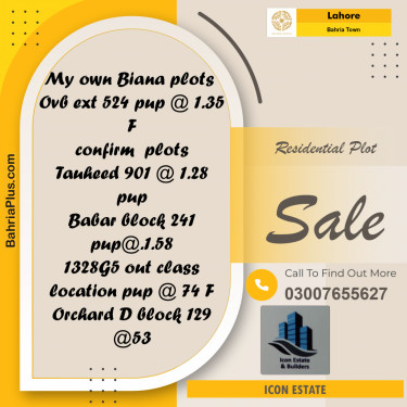 Residential Plot for Sale in Bahria Town, Lahore - (BP-279264)