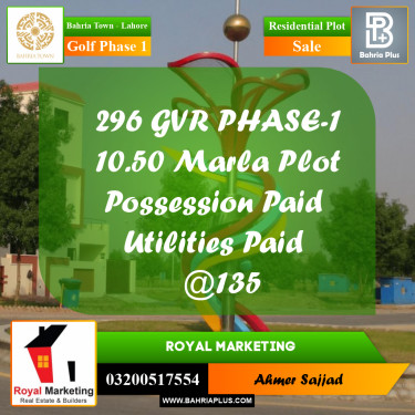 Residential Plot for Sale in Golf Phase 1 -  Bahria Town, Lahore - (BP-279271)