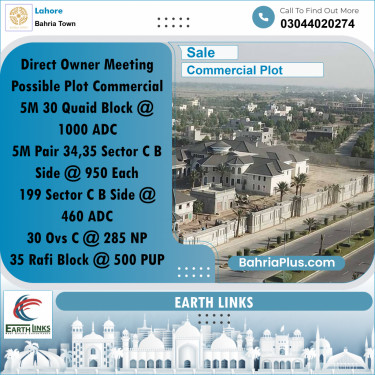 5 Marla Commercial Plot for Sale in Bahria Town, Lahore - (BP-279277)