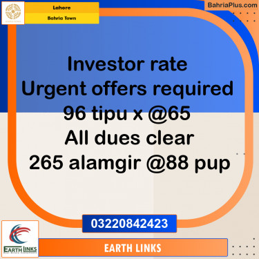 Residential Plot for Sale in Bahria Town, Lahore - (BP-279368)