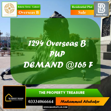 10 Marla Residential Plot for Sale in Overseas B -  Bahria Town, Lahore - (BP-279396)