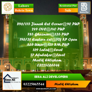 10 Marla Residential Plot for Sale in Bahria Town, Lahore - (BP-279405)