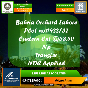 8 Marla Residential Plot for Sale in Phase 1 - Eastern District Ext. II -  Bahria Orchard, Lahore - (BP-279454)