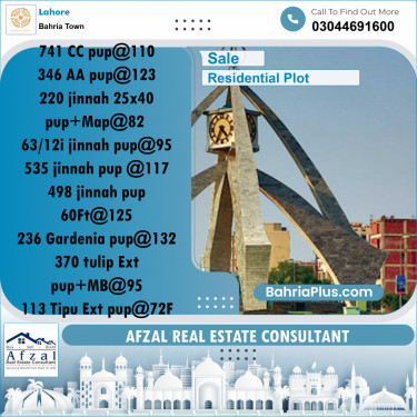 Residential Plot for Sale in Bahria Town, Lahore - (BP-279537)