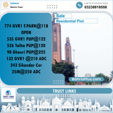 Residential Plot for Sale in Bahria Town, Lahore - (BP-279698)