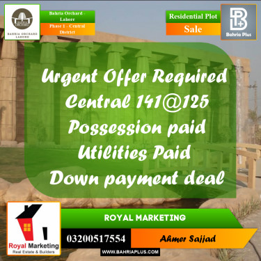 Residential Plot for Sale in Phase 1 - Central District -  Bahria Orchard, Lahore - (BP-279783)