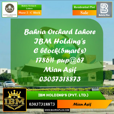 5 Marla Residential Plot for Sale in Phase 2 - C Block -  Bahria Orchard, Lahore - (BP-279843)