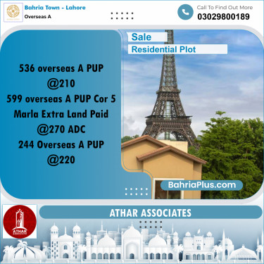 10 Marla Residential Plot for Sale in Overseas A -  Bahria Town, Lahore - (BP-279848)