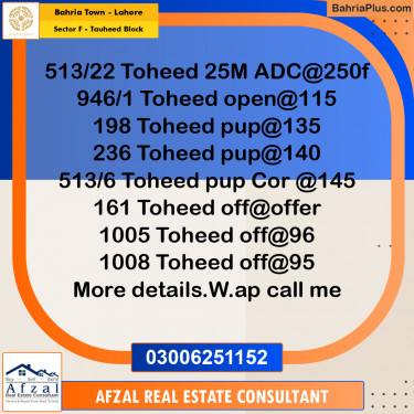 10 Marla Residential Plot for Sale in Sector F - Tauheed Block -  Bahria Town, Lahore - (BP-279919)