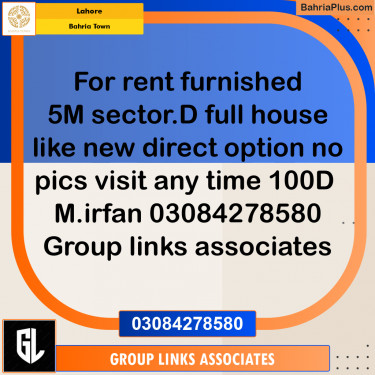 Residential House for Rent in Bahria Town, Lahore - (BP-279922)