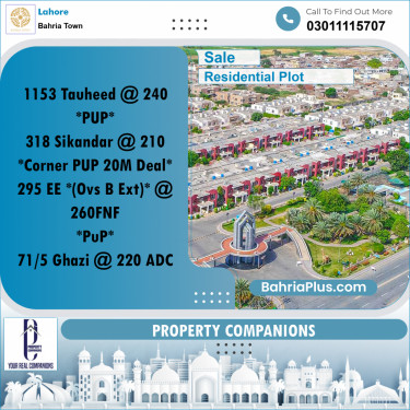 Residential Plot for Sale in Bahria Town, Lahore - (BP-280158)