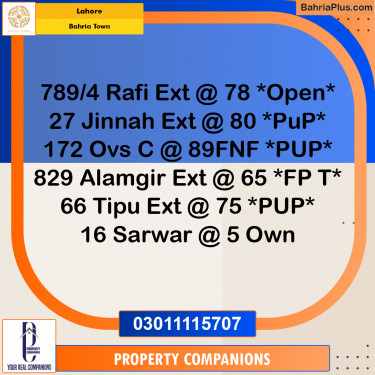 Residential Plot for Sale in Bahria Town, Lahore - (BP-280161)