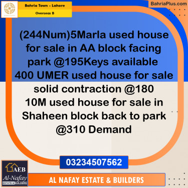 10 Marla Residential Plot for Sale in Overseas B -  Bahria Town, Lahore - (BP-280173)