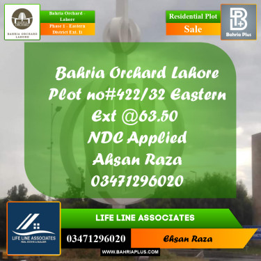 8 Marla Residential Plot for Sale in Phase 1 - Eastern District Ext. II -  Bahria Orchard, Lahore - (BP-280210)