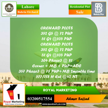 Residential Plot for Sale in Bahria Orchard, Lahore - (BP-280249)