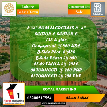 Commercial Plot for Sale in Bahria Town, Lahore - (BP-280265)