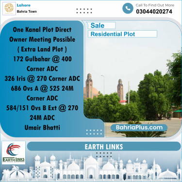 1 Kanal Residential Plot for Sale in Bahria Town, Lahore - (BP-280271)