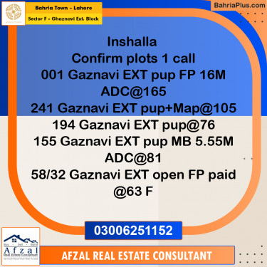 10 Marla Residential Plot for Sale in Sector F - Ghaznavi Ext. Block -  Bahria Town, Lahore - (BP-280278)