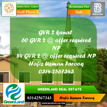 1 Kanal Residential Plot for Sale in Golf Phase 2 -  Bahria Town, Lahore - (BP-280317)