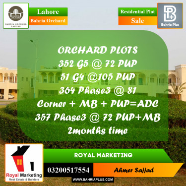 Residential Plot for Sale in Bahria Orchard, Lahore - (BP-280329)