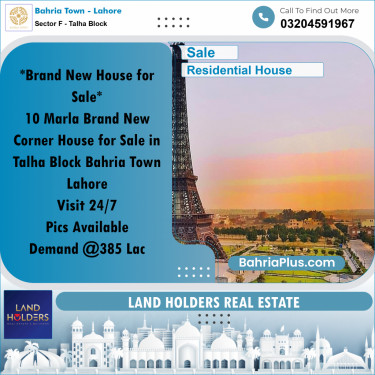 10 Marla Residential House for Sale in Sector F - Talha Block -  Bahria Town, Lahore - (BP-280365)