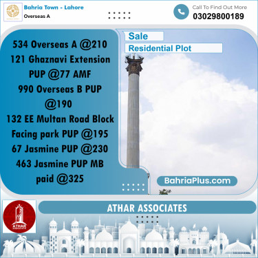 10 Marla Residential Plot for Sale in Overseas A -  Bahria Town, Lahore - (BP-280368)