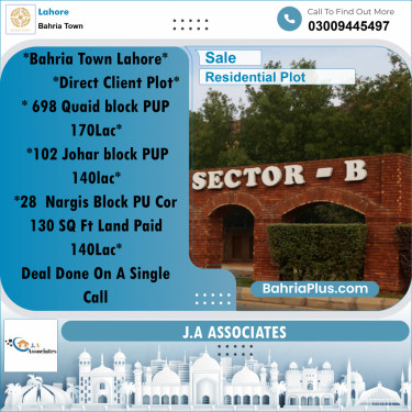 Residential Plot for Sale in Bahria Town, Lahore - (BP-280462)