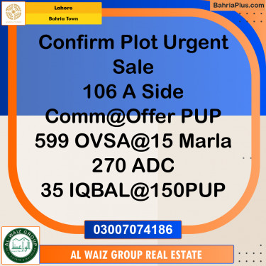 10 Marla Residential Plot for Sale in Bahria Town, Lahore - (BP-280499)