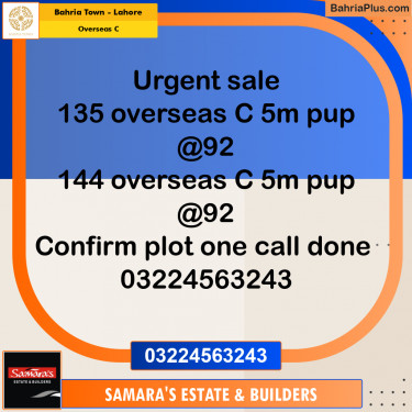 5 Marla Residential Plot for Sale in Overseas C -  Bahria Town, Lahore - (BP-280532)