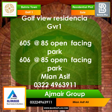 Residential Plot for Sale in Golf Phase 1 -  Bahria Town, Lahore - (BP-280588)