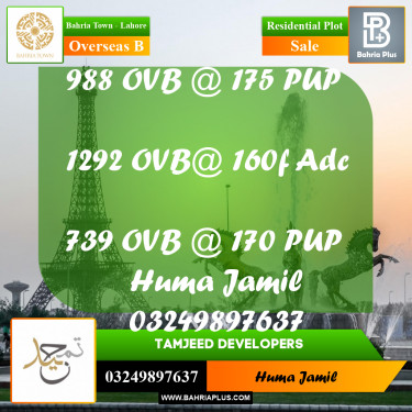 10 Marla Residential Plot for Sale in Overseas B -  Bahria Town, Lahore - (BP-280594)