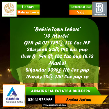 Residential Plot for Sale in Bahria Town, Lahore - (BP-280621)