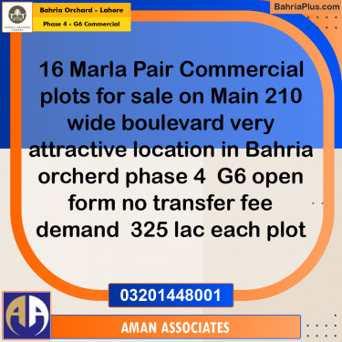 8 Marla Commercial Plot for Sale in Phase 4 - G6 Commercial -  Bahria Orchard, Lahore - (BP-280629)