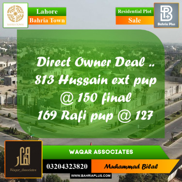 Residential Plot for Sale in Bahria Town, Lahore - (BP-280630)