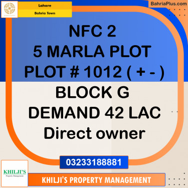 Residential Plot for Sale in Bahria Town, Lahore - (BP-280631)