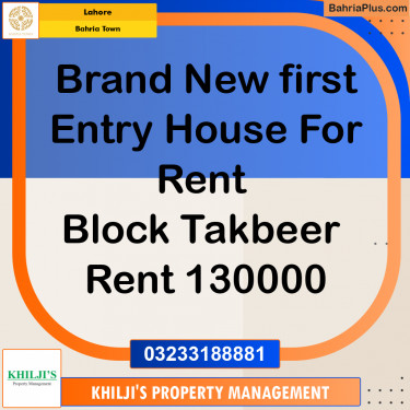 Residential House for Rent in Bahria Town, Lahore - (BP-280639)