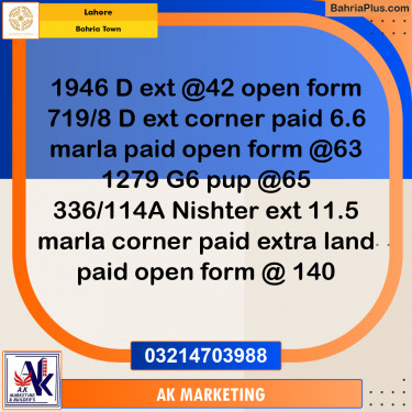 Residential Plot for Sale in Bahria Town, Lahore - (BP-280664)