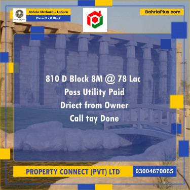 8 Marla Residential Plot for Sale in Phase 2 - D Block -  Bahria Orchard, Lahore - (BP-280666)