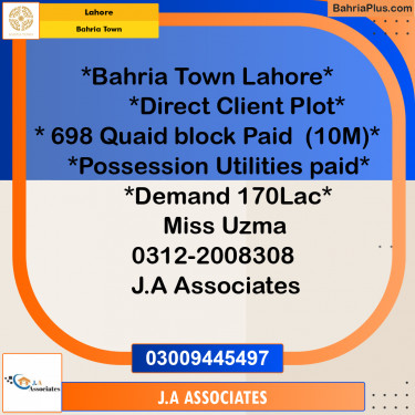10 Marla Residential Plot for Sale in Bahria Town, Lahore - (BP-280687)