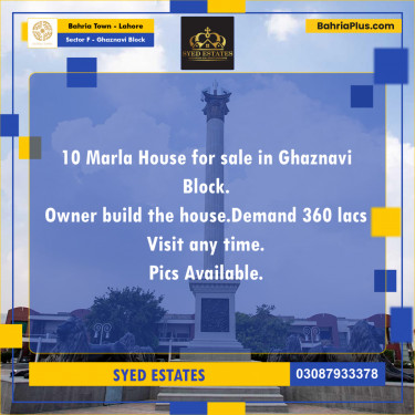 10 Marla Residential House for Sale in Sector F - Ghaznavi Block -  Bahria Town, Lahore - (BP-280688)