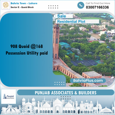 Residential Plot for Sale in Sector E - Quaid Block -  Bahria Town, Lahore - (BP-280689)