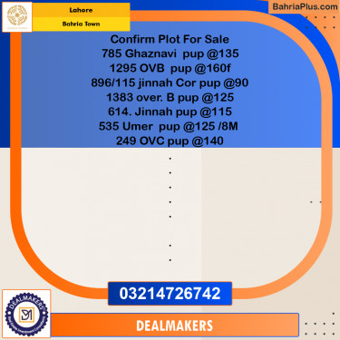 Residential Plot for Sale in Bahria Town, Lahore - (BP-280741)