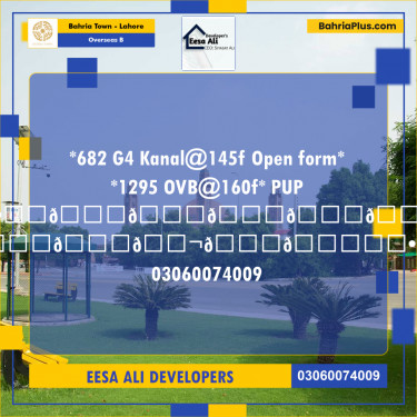 Residential Plot for Sale in Overseas B -  Bahria Town, Lahore - (BP-280750)