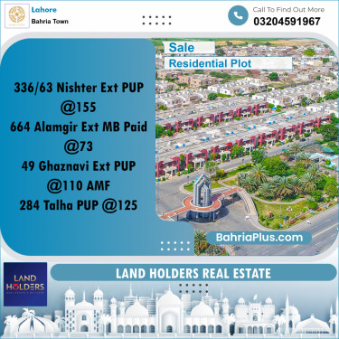 Residential Plot for Sale in Bahria Town, Lahore - (BP-280818)