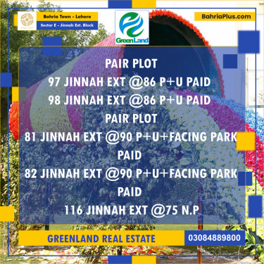 5 Marla Residential Plot for Sale in Sector E - Jinnah Ext. Block -  Bahria Town, Lahore - (BP-280920)