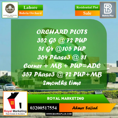 Residential Plot for Sale in Bahria Orchard, Lahore - (BP-280942)