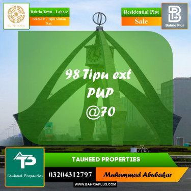 5 Marla Residential Plot for Sale in Sector F - Tipu Sultan Ext. -  Bahria Town, Lahore - (BP-280970)