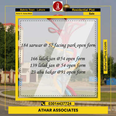 5 Marla Residential Plot for Sale in Sector G - Sarwar Block -  Bahria Town, Lahore - (BP-281131)