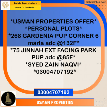 6 Marla Residential Plot for Sale in Sector C - Gardenia 1 -  Bahria Town, Lahore - (BP-281158)