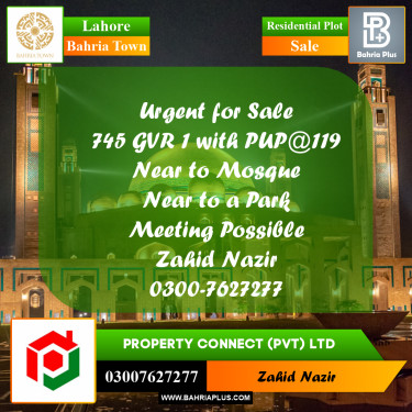 Residential Plot for Sale in Bahria Town, Lahore - (BP-281198)